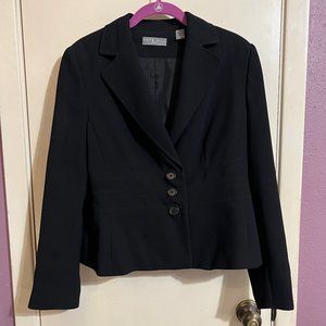 Solid Black Petite Blazer Suit Jacket Three Button